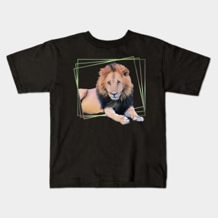 Lion drawing with graphic - big cat in Kenya / Africa Kids T-Shirt